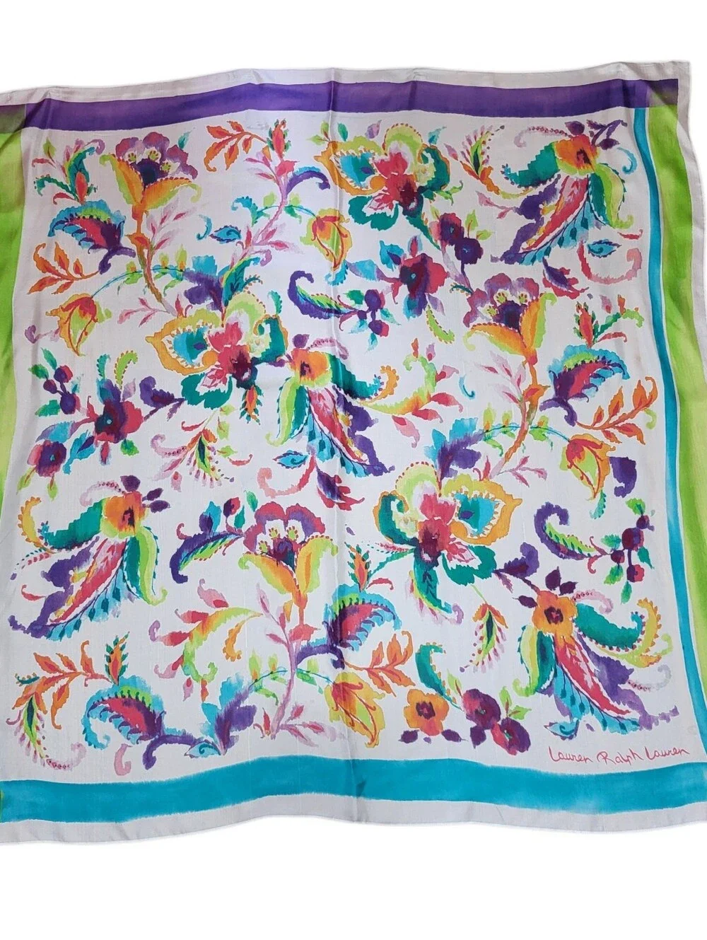 Vintage Lauren Ralph Lauren Silk? Floral Paisley Scarf Large 42